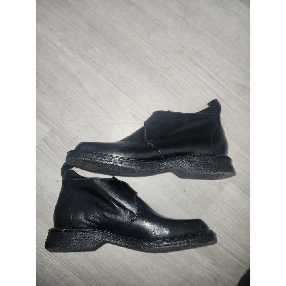 Soft Spots Supremes Vintage‎ Black Leather Monk Strap Square Toe Ankle Boots